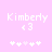 Pixelated text 'Kimberly' and '43' on pink background with white and light pink asterisks below.