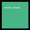 Green background with white cursive text 'fate :' and pink dots, one frame shows 'knock knock.' in top-left corner.