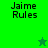 Green background displays 'Jaime Rules' text with a star icon that changes color between frames.