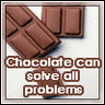 Static image of chocolate bars with text overlay on a light background, framed by a thin border.