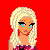 Animated contact sheet of a pixel art character with blonde hair and blue eyes crying, displayed on a red background with repeated text phrases.