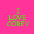 Four variations of a bright pink background with green text reading "I LOVE COREY" and orange rectangular bars positioned differently across the image.