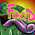 A 4x3 contact sheet of a pixelated animated icon featuring a green cartoon character with purple tentacles holding a yellow object, overlaid with pink 'Food' text on a gradient background.