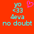 Red background with cyan text and a pink heart symbol; the left side shows 'yo <33 4eva no doubt' while the right side lacks the heart.