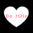 Four white heart-shaped icons with red text "Be Mine" on a black background, arranged in two of two
