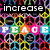 A colorful pixelated image with repeating peace symbols and text elements including 'increase the', 'PEACE', and 'peace yo.' in various colors.
