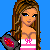 Pixel art contact sheet showing multiple frames of a cartoon woman in bikini with text elements on black backgrounds.