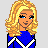 Pixel art contact sheet showing a cheerleader character in multiple frames with text below reading "I've always wanted to be a preppy cheer-leader! (Not!)".