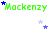 Green text reading 'Mackenzy' repeated across a white background with scattered blue and light purple stars.