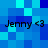 Blue pixelated background with four identical text instances reading "Jenny <3" in black font, arranged in two of two