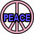 Four pink peace signs arranged in a , each containing distinct colored text: blue PEACE, red LOVE, orange AND, green HORSE'S