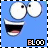 A 4-frame animated contact sheet showing a cartoon face with large white eyes and an open mouth against a blue background, each frame displaying slight variations in eye position and mouth shape.