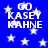 Blue background with white stars and repeated text 'GO KASEY KAHNE' in pixelated font.