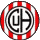 Circular icon with red and white striped border containing stylized black letters, animated with orange and white cloud-like shapes moving across the center.
