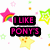 Pixelated icon with 'I LIKE PONYS' text in three color variations, surrounded by stars and small shapes on a white background.