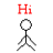 Red 'Hi' text above a stick figure with changing arm positions