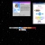 Pixelated static image showing two overlapping rectangular windows with abstract content against a black background with scattered light speckles.