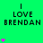 Green background with repeated text "I LOVE BRENDAN" and pink star-like symbols in various positions across the
