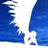 Blue and white pixelated shapes with jagged edges against a white background, appearing as abstract or partially obscured forms.