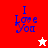 Four display 'I Love You' text with star symbols; red and pink backgrounds alternate between top-left, top-right, bottom-left (white), and bottom-right