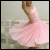 A pixelated animation of a person in a pink tutu dancing, with text overlays reading 'dance', 'like', 'no one's watching' across frames.