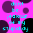 Pixelated cyan text on a bright pink background with dark purple and black circles, repeating the phrase "dont be jealous of my stupididy" in four quadrants.