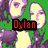 Pixelated green background with repeated purple-haired figures; text overlays change across frames.