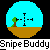 Pixelated circular icon shows a yellow character with white head and red tie aiming a scope at a small green tree on brown ground under cyan sky.