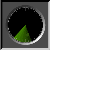 A circular green shape rotates clockwise within a gray square frame against a black background, showing sequential positions of the shape's movement.