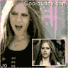 identical pixelated images showing a person with long brown hair wearing a black top, each containing a smaller inset image in the lower-left corner