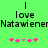 Green background with black text reading 'love' and 'Natawienener', pink and brown star-like symbols below, two identical side-by-side layouts.
