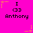 Bright pink background with repeated 'I <33 Anthony' text and yellow/pink starburst corner elements in a