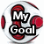 A circular icon with a soccer ball pattern displays sequential text: "My Goal" then "Is" then "To Deny Yours!".