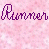 Animated contact sheet showing sequential frames of a running stick figure icon with repeated text on pink background, featuring motion trails and color variations in the final frame.