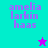 Pixelated text 'amelia larkin haas' appears across four colored quadrants with two star icons in different positions and colors.