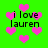 Green background with pink pixelated hearts and repeated black text 'i love lauren' in a pattern