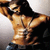 A 50x50 pixel animated contact sheet showing two frames of a shirtless man with long dark hair flexing his muscles against a gray background.