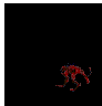 Red cartoon figure in dynamic poses against black background, transitioning through four distinct motion frames.