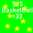 Green background with yellow stars, white text reading "SJS Basketball <33" repeated in two
