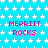 A static image with a bright cyan background covered in white star patterns, featuring repeated pink text "MERRITT ROCKS"