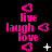 A black background displays three vertical of pink text and heart symbols with white star-like shapes scattered throughout