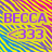 Pixelated icon with yellow background and purple text reading BECCA 333, surrounded by a colorful gradient border of pink, blue, and yellow pixels.