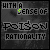 Animated sequence of text 'WITH A SENSE OF POISON RATIONALITY' with green pixel highlights shifting across letters on a dark textured background.