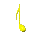 Yellow musical eighth notes with varying stem positions and notehead shapes on a gray background.