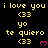 Yellow text and pink hearts on black background with repeated phrases and symbols in a