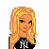 A pixelated contact sheet showing three distinct frames of an animated buddy icon featuring a cartoon woman with blonde hair and New York Yankees branding elements.