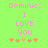 Green background with pink text reading 'Dominic, I LOVE YOU' and five pixelated flowers below.