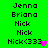 Green background displays repeated names with one instance of 'Nick<333' featuring a pink heart symbol.