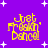 Purple background with white star shapes and yellow text reading 'Just Fresh 'n' Dance!' in a pixelated style.