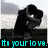 Pixelated black figure with white eyes stands against gray sky and dark ground, text below changes from 'it's your love.' to 'Connor<3'.
